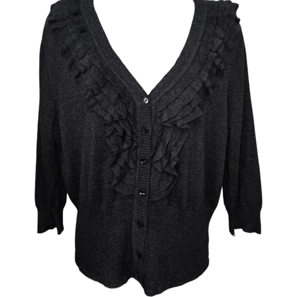 NWT Worthington Ruffled Button Up Cardigan - Picture 1 of 3